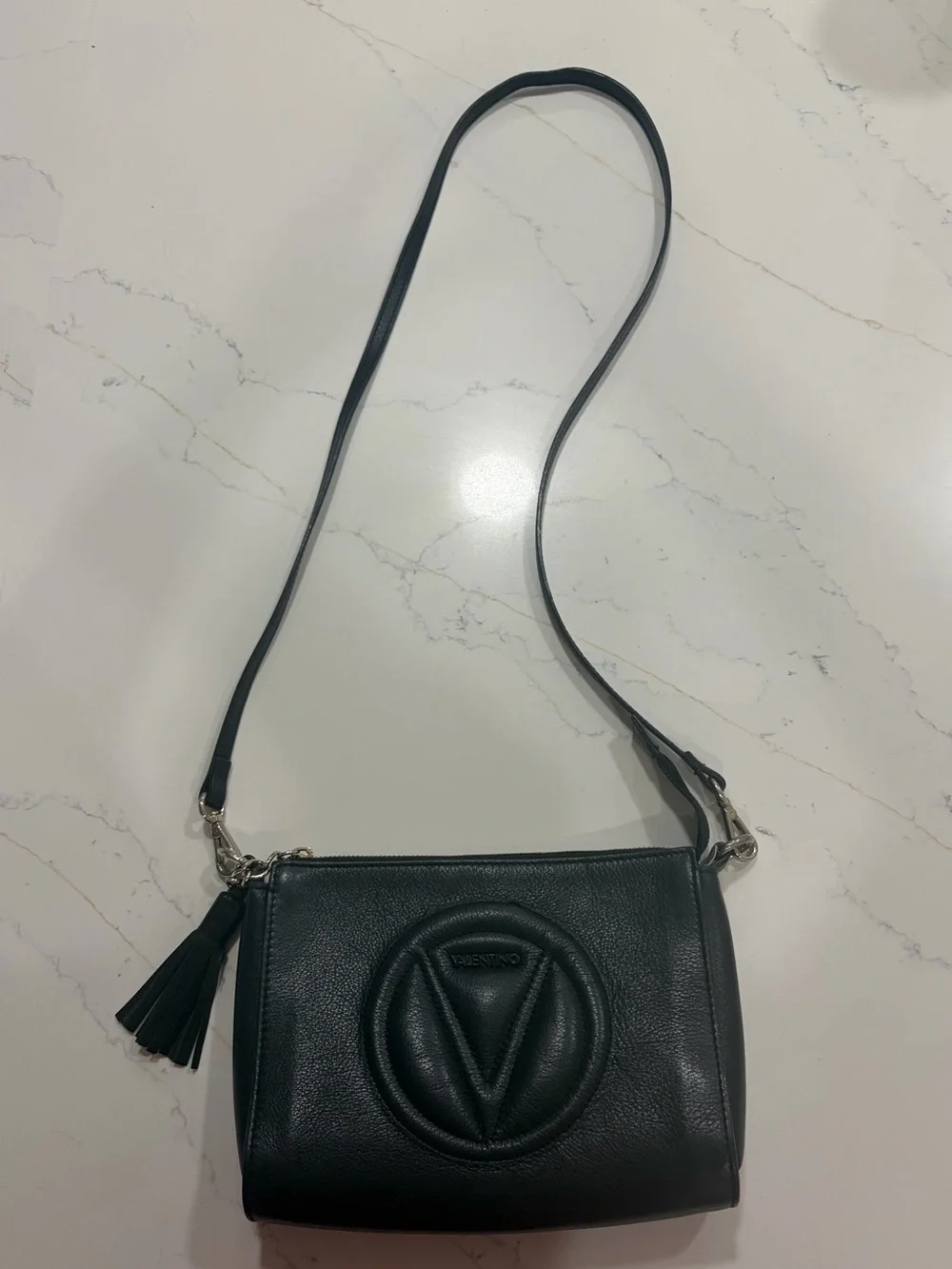 Valentino Black Leather Crossbody with Tassel